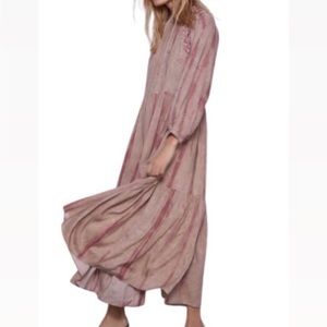 Zara Embroidered Tie Dye Maxi Dress